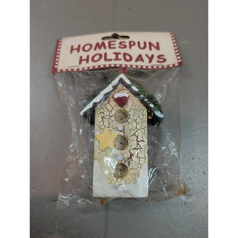 Vintage 1998 Berkeley Designs Homespun Holidays Birdhouse Ornament QTS807 NIB